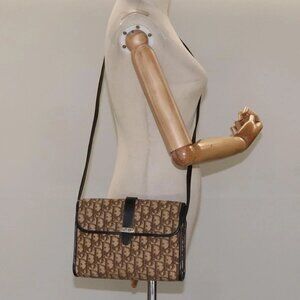 Christian Dior Trotter Canvas Shoulder Bag Brown Auth